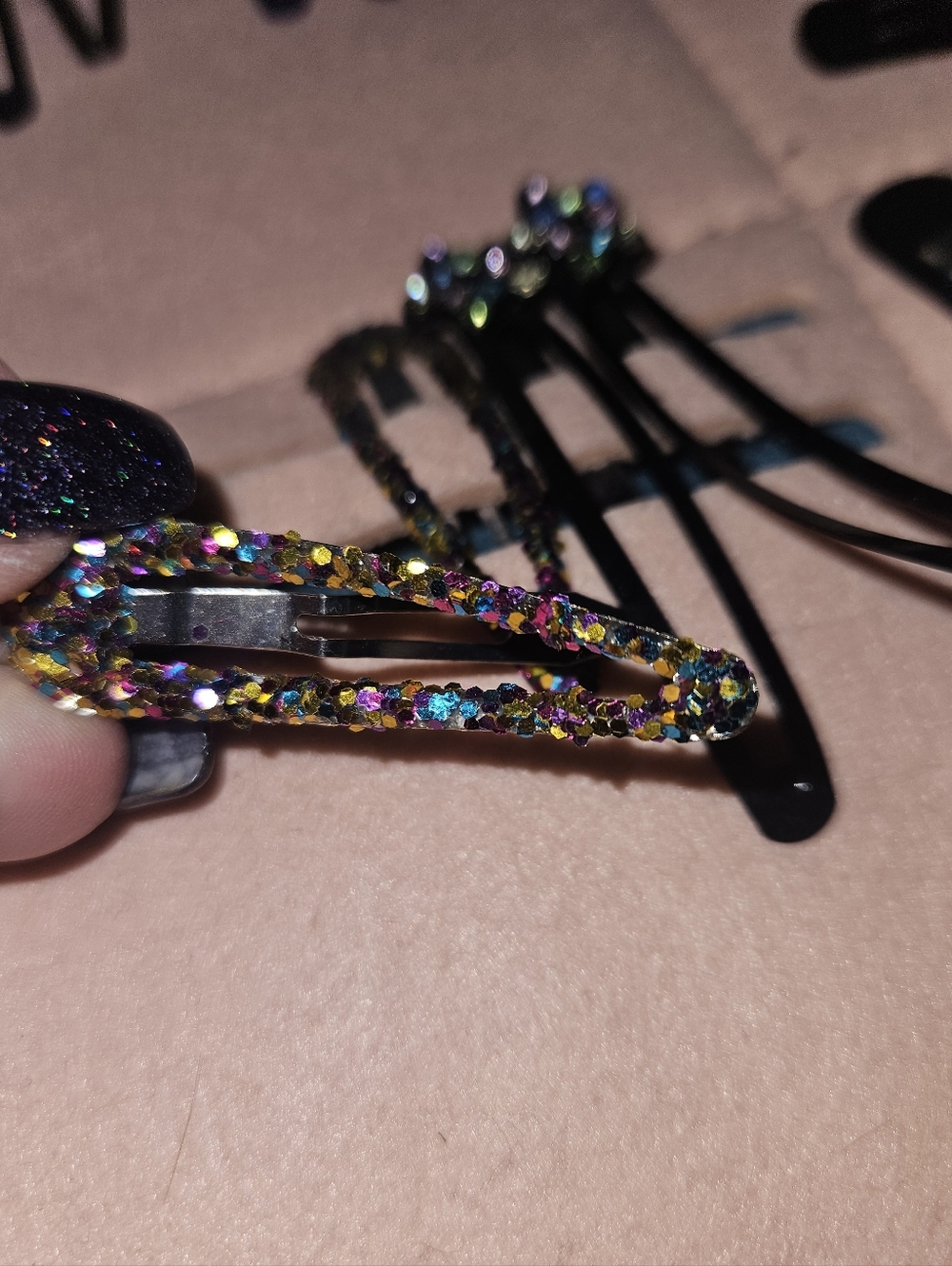 Sparkly Multi-Color Rhinestone Hair Clips Set Of 4 - Picture 6 of 6